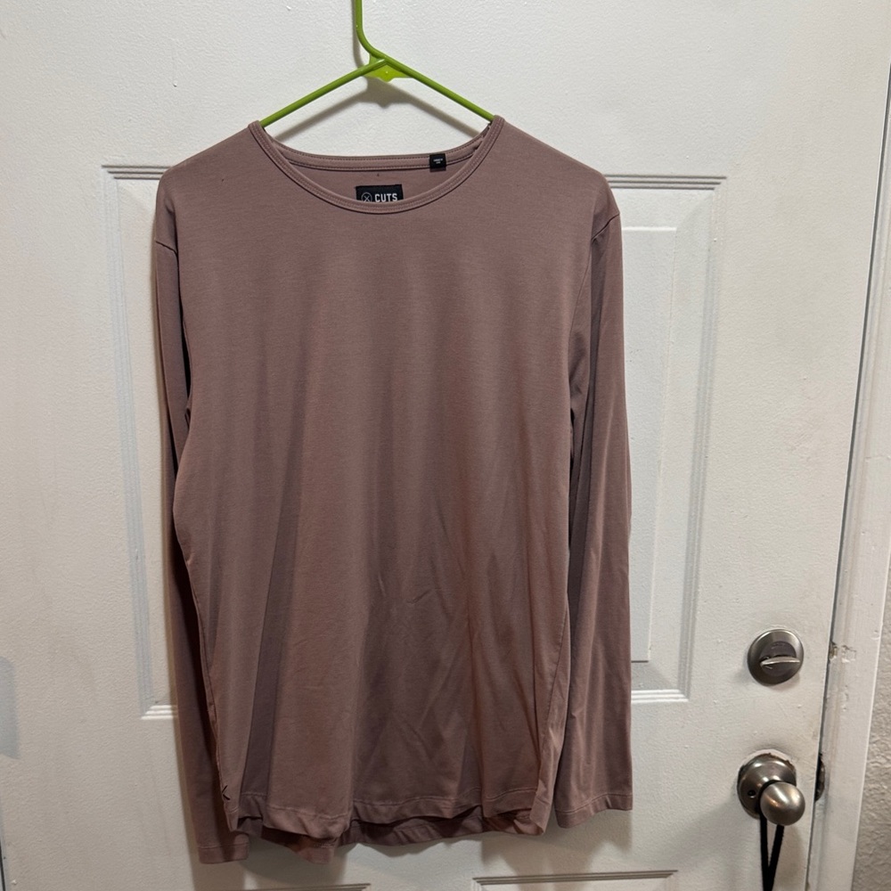 Cuts Men's Casual Light Maroon Long Sleeve Tee